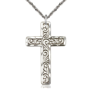 Sterling Silver Knurled Cross Medal Catholic Jewelry