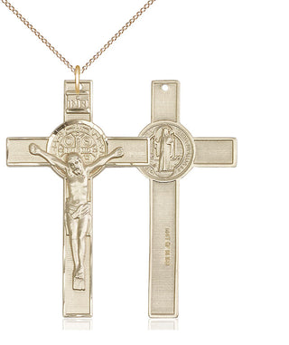 14kt Gold Filled Saint Benedict Crucifix Medal Catholic Jewelry