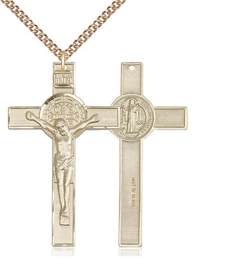 14kt Gold Filled Saint Benedict Crucifix Medal Catholic Jewelry