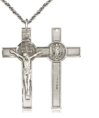 Sterling Silver Saint Benedict Crucifix Medal Catholic Jewelry