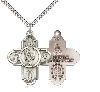 Pewter 5-Way Baseball Medal Catholic Jewelry