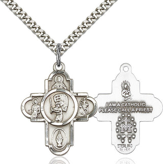 Sterling Silver 5-Way Baseball Medal Catholic Jewelry