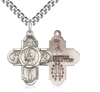 Sterling Silver 5-Way Baseball Medal Catholic Jewelry