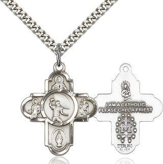 Pewter 5-Way Football Medal Catholic Jewelry