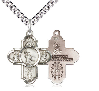 Pewter 5-Way Football Medal Catholic Jewelry