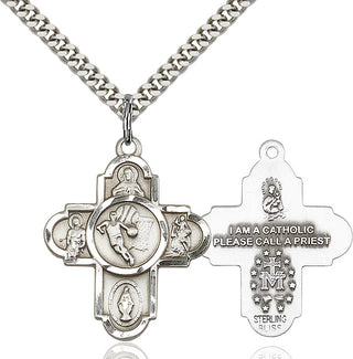 Pewter 5-Way Basketball Medal Catholic Jewelry