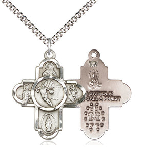 Pewter 5-Way Basketball Medal Catholic Jewelry