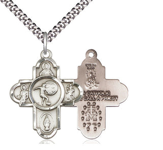 Sterling Silver 5-Way Soccer Medal Catholic Jewelry