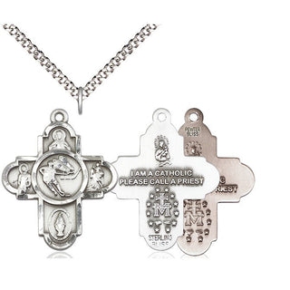 Pewter 5-Way Ice Hockey Medal Catholic Jewelry