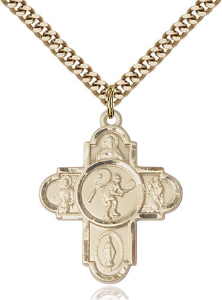 14kt Gold Filled 5-Way Tennis Medal Catholic Jewelry