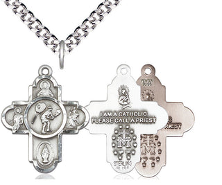 Pewter 5-Way Tennis Medal Catholic Jewelry