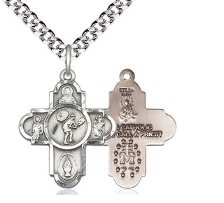 Sterling Silver 5-Way Tennis Medal Catholic Jewelry