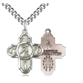 Pewter 5-Way Swimming Medal Catholic Jewelry
