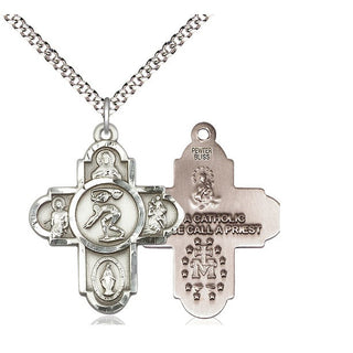 Pewter 5-Way Swimming Medal Catholic Jewelry