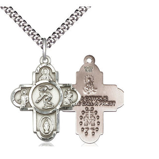 Pewter 5-Way Swimming Medal Catholic Jewelry