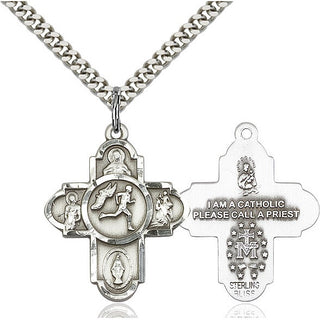Pewter 5-Way Track&Field Medal Catholic Jewelry