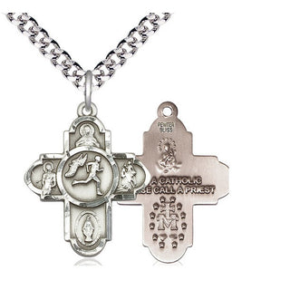 Pewter 5-Way Track&Field Medal Catholic Jewelry