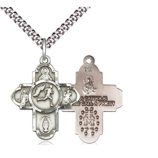 Pewter 5-Way Track&Field Medal Catholic Jewelry