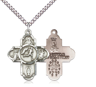 Sterling Silver 5-Way Track&Field Medal Catholic Jewelry