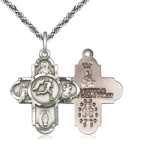 Sterling Silver 5-Way Track&Field Medal Catholic Jewelry