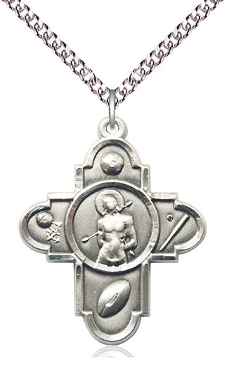Sterling Silver 5-Way St Sebastian Medal Catholic Jewelry
