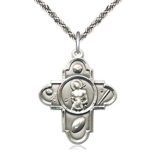 Sterling Silver 5-Way St Sebastian Medal Catholic Jewelry