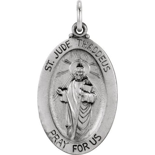 Sterling Silver 23.5x16 mm Oval Saint Jude Thaddeus Medal