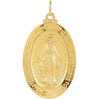 14K Yellow 23x16 mm Oval Miraculous Medal