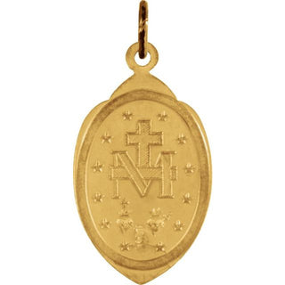 14K Yellow 18x12 mm Oval Miraculous Medal Pendant  