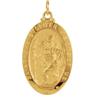14K Yellow 25x18 mm Oval Saint Christopher Medal