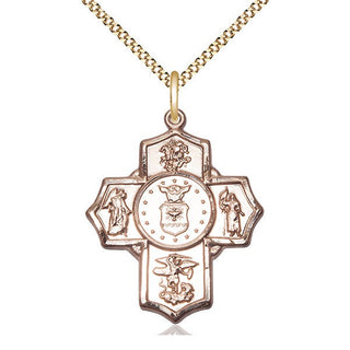 14kt Gold Filled 5-Way Air Force Medal Catholic Jewelry Engraved Catholic Saint Jewelry