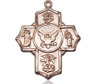 14kt Gold Filled 5-Way Navy Medal Engraved Catholic Saint Jewelry