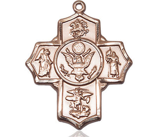 14kt Gold 5-Way Army Medal Engraved Catholic Saint Jewelry