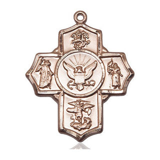 14kt Gold 5-Way Navy Medal Engraved Catholic Saint Jewelry