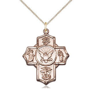14kt Gold 5-Way Navy Medal Engraved Catholic Saint Jewelry