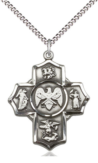 Pewter 5-Way National Guard Medal Catholic Jewelry Engraved Catholic Saint Jewelry