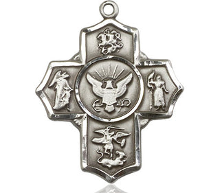 Pewter 5-Way Navy Medal Engraved Catholic Saint Jewelry