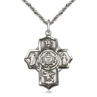 Sterling Silver 5-Way Coast Guard Medal Catholic Jewelry Engraved Catholic Saint Jewelry
