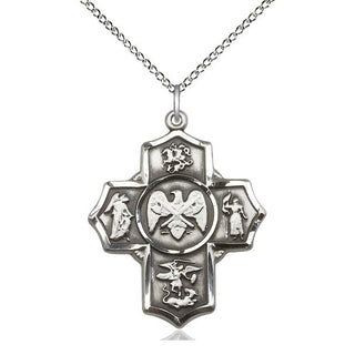 Sterling Silver 5-Way National Guard Medal Catholic Jewelry Engraved Catholic Saint Jewelry