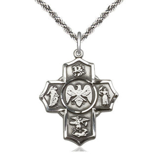 Sterling Silver 5-Way National Guard Medal Catholic Jewelry Engraved Catholic Saint Jewelry