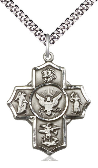 Sterling Silver 5-Way Navy Medal Catholic Jewelry Engraved Catholic Saint Jewelry
