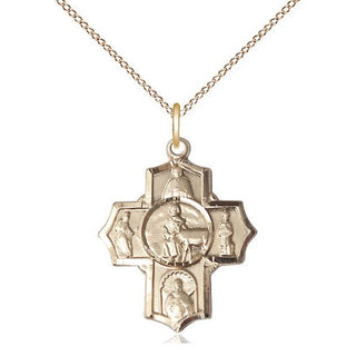 14kt Gold Filled 5-Way Special Needs Medal Religious Jewelry