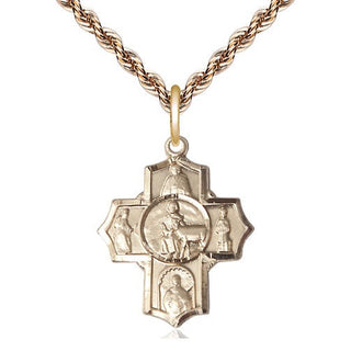 14kt Gold Filled 5-Way Special Needs Medal Religious Jewelry