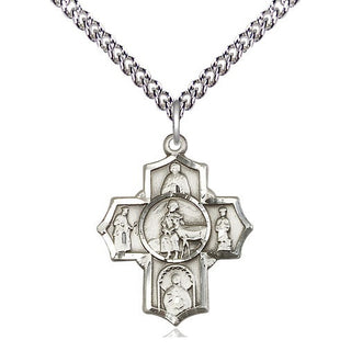 Sterling Silver 5-Way Special Needs Medal Religious Jewelry