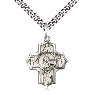 Sterling Silver 5-Way Special Needs Medal Religious Jewelry