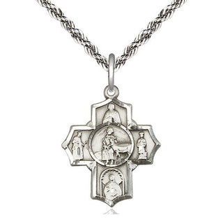 Sterling Silver 5-Way Special Needs Medal Religious Jewelry