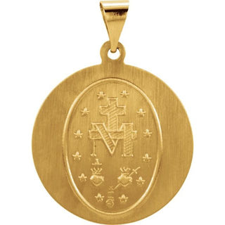 14K Yellow 22 mm Hollow Round Miraculous Medal