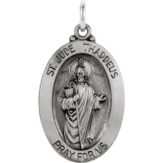 Sterling Silver 25x18 mm Oval Saint Jude Thaddeus Medal  