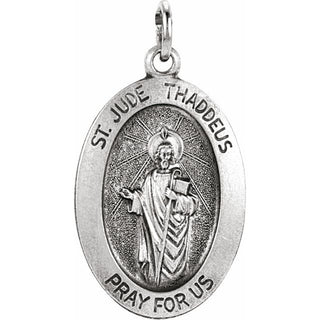Sterling Silver 19x13.5 mm Oval Saint Jude Thaddeus Medal  