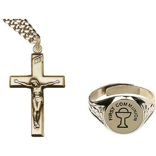 Antique Gold Crucifix Ring Set